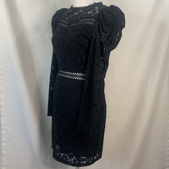 Express Black Lace Puff Sleeve Side Cutout Sheath Dress- NWT - Picture 7 of 16